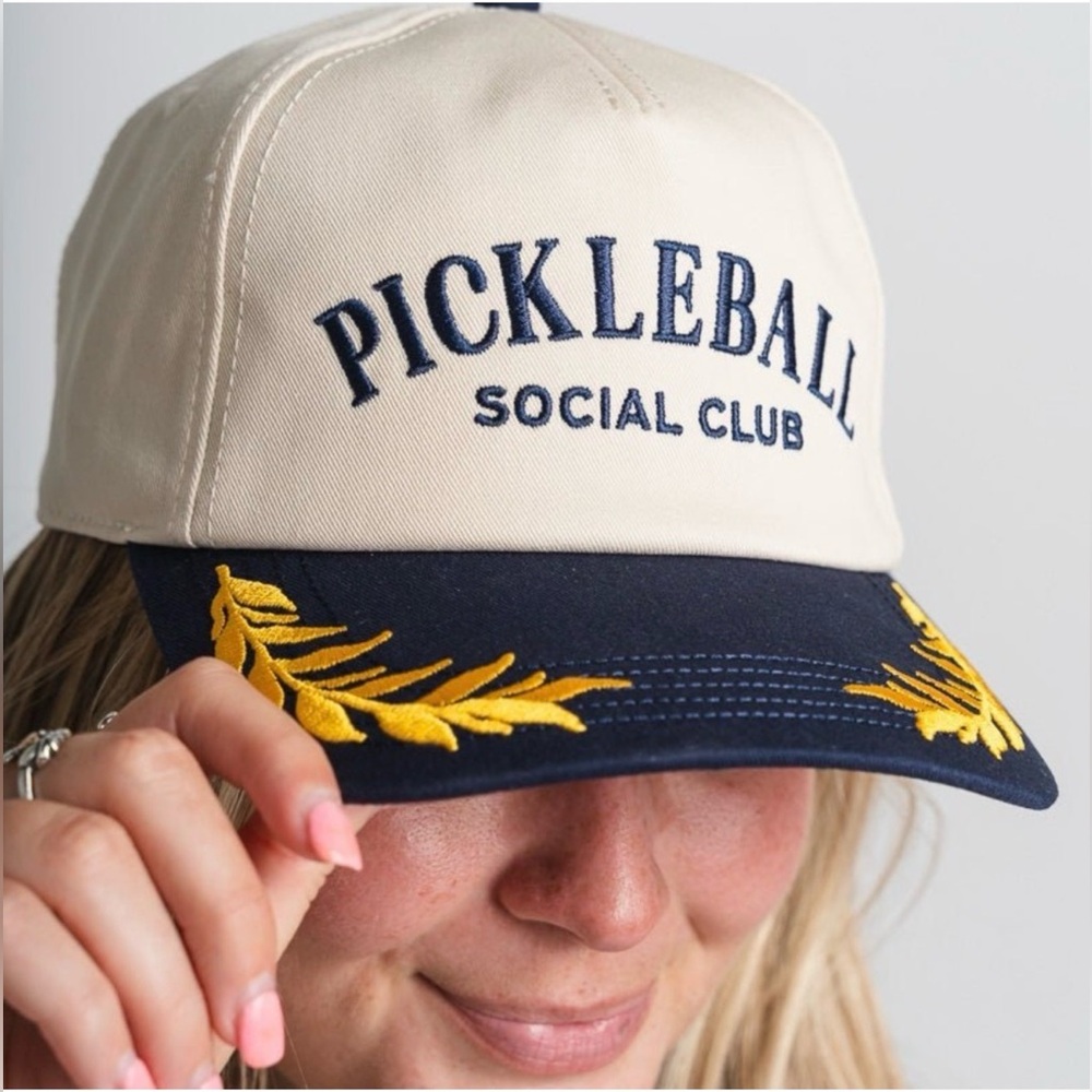 AMERICAN NEEDLE  "Pickleball Social Club" 100% Cotton Beige, Navy, and Gold Hat